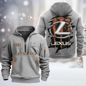 Hoodie Half Zipper Exclusive Logo Gift For Luxury SUV Enthusiasts CAR198 - Gray