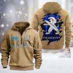 Hoodie Half Zipper Exclusive Logo Gift For French Auto Enthusiasts CAR198 - Khaki