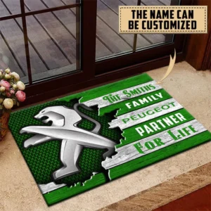 Family Auto Doormat, Durable Auto-Inspired Rug for Garage or Home Entry CAR199 - Green