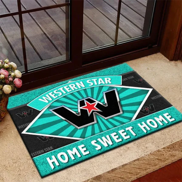 Cargo Hauler Doormat, Durable Auto-Inspired Rug for Garage or Home Entry CAR303 - Cyan
