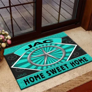 Urban Transport Auto Doormat, Durable Auto-Inspired Rug for Garage or Home Entry CAR303 - Cyan