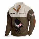 Heritage Performance Car Men's Stand Up Collar Base Shirt, Exclusive Logo Hoodie For Car Lovers CAR402 - Brown