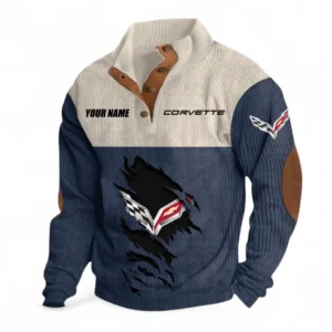 Vintage Muscle Icon Men's Stand Up Collar Base Shirt, Exclusive Logo Hoodie For Car Lovers CAR402 - Navy Blue