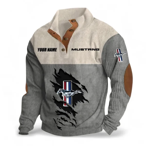 Muscle Car   Men's Stand Up Collar Base Shirt, Exclusive Logo Hoodie For Car Lovers CAR402 - Gray