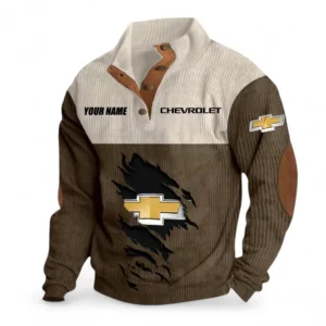 Motorsport Vehicle Men's Stand Up Collar Base Shirt, Exclusive Logo Hoodie For Motor Lovers CAR402 - Brown