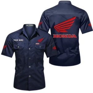 Two-Wheeler Exclusive Logo Short Sleeved Shirt, Gift For Two-Wheeler Enthusiasts CAR444 - Dark Blue