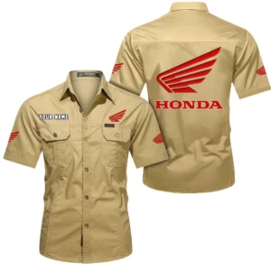 Touring Motorcycle Exclusive Logo Short Sleeved Shirt, Gift For Touring Motorcycle Lovers CAR444 - Khaki