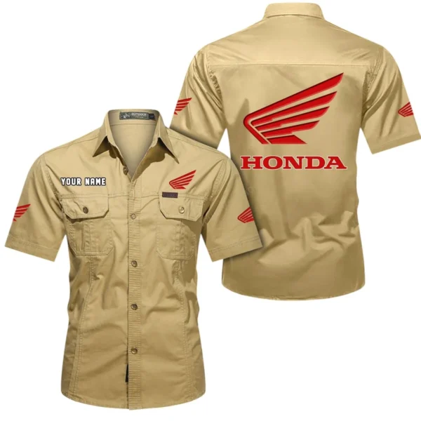 Touring Motorcycle Exclusive Logo Short Sleeved Shirt, Gift For Touring Motorcycle Lovers CAR444 - Khaki