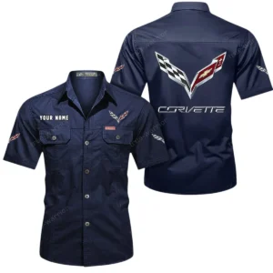 Modern Muscle Car Exclusive Logo Short Sleeved Shirt, Gift For Modern Muscle Car Lovers CAR444 - Dark Blue