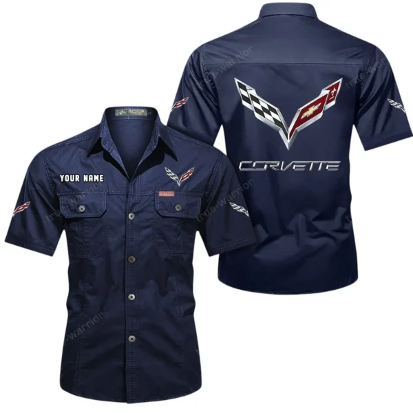 Modern Muscle Car Exclusive Logo Short Sleeved Shirt, Gift For Modern Muscle Car Lovers CAR444 - Dark Blue