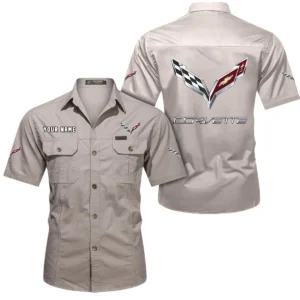 Track-Ready Ride Exclusive Logo Short Sleeved Shirt, Gift For Track-Ready Ride Enthusiasts CAR444 - Beige