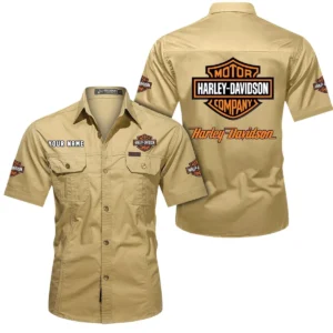 Chopper Style Bike Exclusive Logo Short Sleeved Shirt, Gift For Chopper Style Bike Enthusiasts CAR444 - Khaki