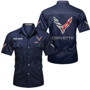 Modern Muscle Car Exclusive Logo Short Sleeved Shirt, Gift For Modern Muscle Car Enthusiasts CAR444 - Dark Blue