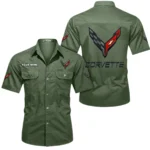 American Sports Car Exclusive Logo Short Sleeved Shirt, Gift For American Sports Car Lovers CAR444 - Army Green
