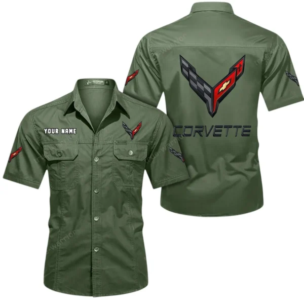 American Sports Car Exclusive Logo Short Sleeved Shirt, Gift For American Sports Car Lovers CAR444 - Army Green