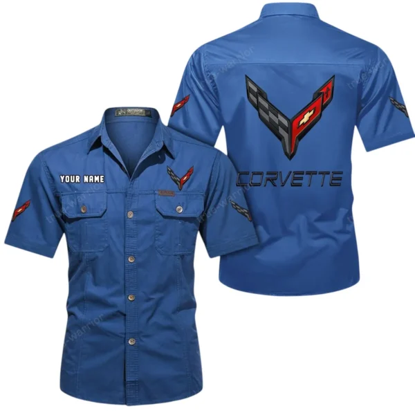 Classic Muscle Car Exclusive Logo Short Sleeved Shirt, Gift For Classic Muscle Car Lovers CAR444 - Cowboy Blue