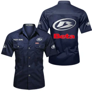 Motocross Ride Exclusive Logo Short Sleeved Shirt, Gift For Motocross Ride Enthusiasts CAR444 - Dark Blue