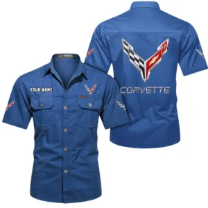 Classic Muscle Car Exclusive Logo Short Sleeved Shirt, Gift For Classic Muscle Car Lovers CAR444 - Cowboy Blue