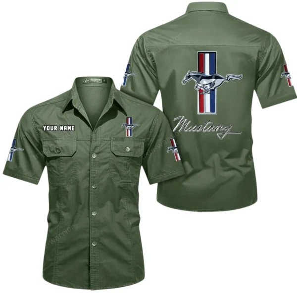American Muscle Car Exclusive Logo Short Sleeved Shirt, Gift For American Muscle Car Lovers CAR444 - Army Green