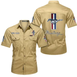 Drag Strip Car Exclusive Logo Short Sleeved Shirt, Gift For Drag Strip Car Enthusiasts CAR444 - Khaki