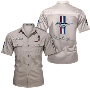 Iconic Muscle Ride Exclusive Logo Short Sleeved Shirt, Gift For Iconic Muscle Ride Enthusiasts CAR444 - Beige