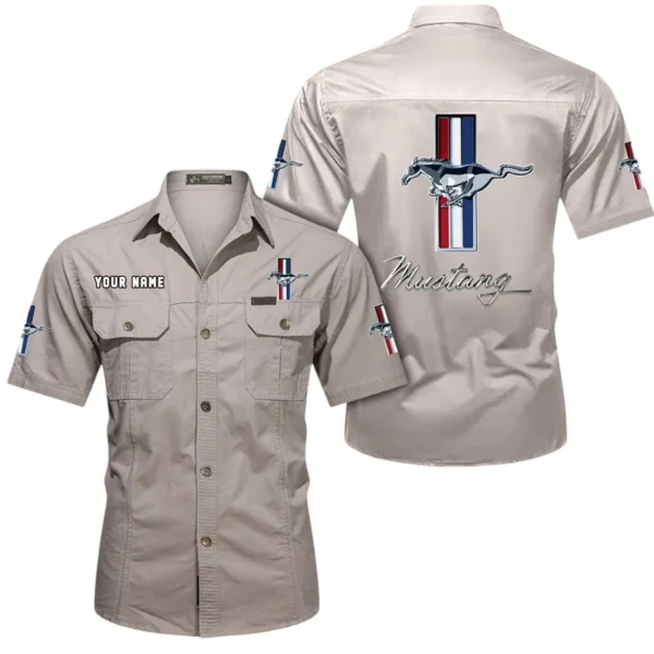 Iconic Muscle Ride Exclusive Logo Short Sleeved Shirt, Gift For Iconic Muscle Ride Enthusiasts CAR444 - Beige