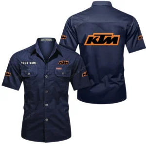 Outdoor Racing Motorcycle Exclusive Logo Short Sleeved Shirt, Gift For Outdoor Racing Motorcycle Lovers CAR444 - Dark Blue