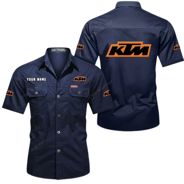 Outdoor Racing Motorcycle Exclusive Logo Short Sleeved Shirt, Gift For Outdoor Racing Motorcycle Lovers CAR444 - Dark Blue