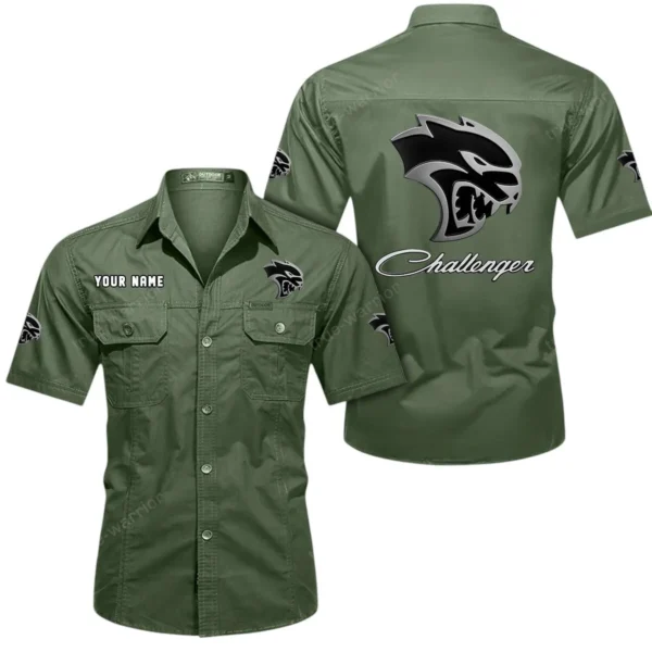 Classic Muscle Car Exclusive Logo Short Sleeved Shirt, Gift For Classic Muscle Car Lovers CAR444 - Army Green