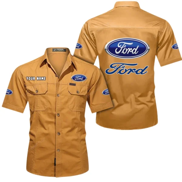 Modern Automobile Exclusive Logo Short Sleeved Shirt, Gift For Modern Automobile Enthusiasts CAR444 - Turmeric