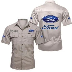 Utility Vehicle Exclusive Logo Short Sleeved Shirt, Gift For Utility Vehicle Enthusiasts CAR444 - Beige