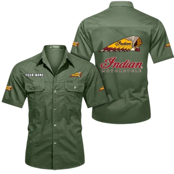Heavyweight Motorcycle Exclusive Logo Short Sleeved Shirt, Gift For Heavyweight Motorcycle Enthusiasts CAR444 - Army Green