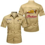 American V-Twin Exclusive Logo Short Sleeved Shirt, Gift For American V-Twin Enthusiasts CAR444 - Khaki