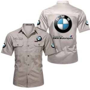 Motorsport Vehicle Exclusive Logo Short Sleeved Shirt, Gift For Motorsport Vehicle Lovers CAR444 - Beige