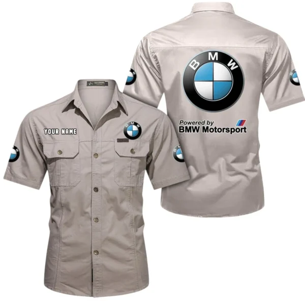 Motorsport Vehicle Exclusive Logo Short Sleeved Shirt, Gift For Motorsport Vehicle Lovers CAR444 - Beige