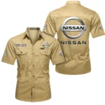 Electric Vehicle Exclusive Logo Short Sleeved Shirt, Gift For Electric Vehicle Enthusiasts CAR444 - Khaki