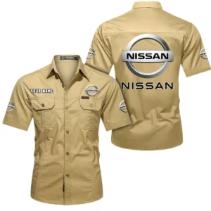 Electric Vehicle Exclusive Logo Short Sleeved Shirt, Gift For Electric Vehicle Enthusiasts CAR444 - Khaki