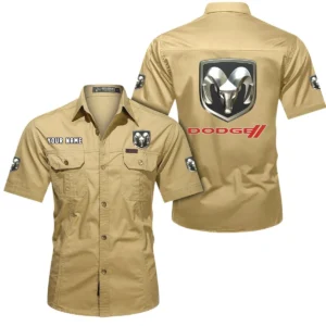 Power Car Exclusive Logo Short Sleeved Shirt, Gift For Power Car Enthusiasts CAR444 - Khaki