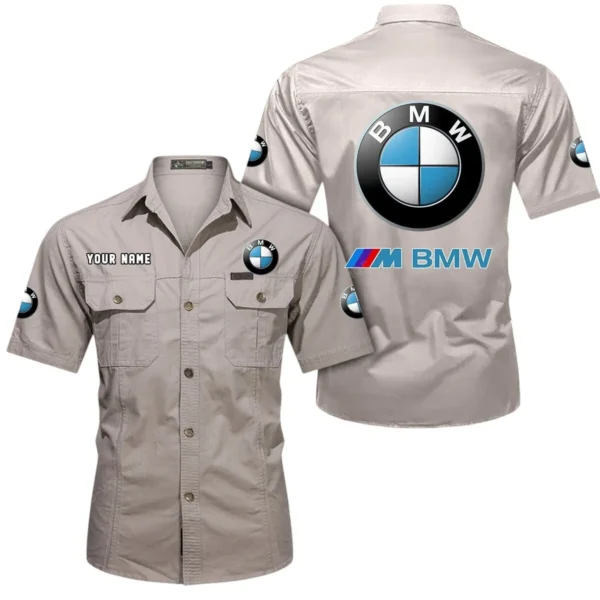 Motorsport Vehicle Exclusive Logo Short Sleeved Shirt, Gift For Motorsport Vehicle Lovers CAR444 - Beige