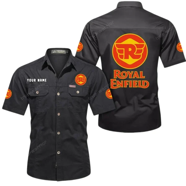 Retro Motorcycle Exclusive Logo Short Sleeved Shirt, Gift For Retro Motorcycle Enthusiasts CAR444 - Black