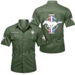 American Muscle Car Exclusive Logo Short Sleeved Shirt, Gift For American Muscle Car Lovers CAR444 - Army Green