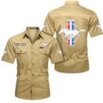 Drag Strip Car Exclusive Logo Short Sleeved Shirt, Gift For Drag Strip Car Enthusiasts CAR444 - Khaki