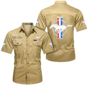 Drag Strip Car Exclusive Logo Short Sleeved Shirt, Gift For Drag Strip Car Enthusiasts CAR444 - Khaki