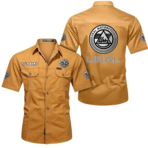 Heritage Motorcycle Exclusive Logo Short Sleeved Shirt, Gift For Heritage Motorcycle Enthusiasts CAR444 - Turmeric