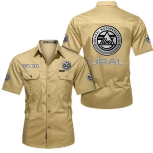 Expedition Motorcycle Exclusive Logo Short Sleeved Shirt, Gift For Expedition Motorcycle Lovers CAR444 - Khaki