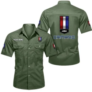 Muscle Car Exclusive Logo Short Sleeved Shirt, Gift For Muscle Car Enthusiasts CAR444 - Army Green