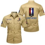 Iconic Muscle Ride Exclusive Logo Short Sleeved Shirt, Gift For Iconic Muscle Ride Enthusiasts CAR444 - Khaki