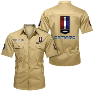 Iconic Muscle Ride Exclusive Logo Short Sleeved Shirt, Gift For Iconic Muscle Ride Enthusiasts CAR444 - Khaki