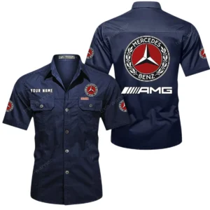 Historic Automobile Exclusive Logo Short Sleeved Shirt, Gift For Historic Automobile Enthusiasts CAR444 - Dark Blue