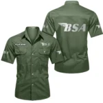 Classic Motorcycle Exclusive Logo Short Sleeved Shirt, Gift For Classic Motorcycle Enthusiasts CAR444 - Army Green